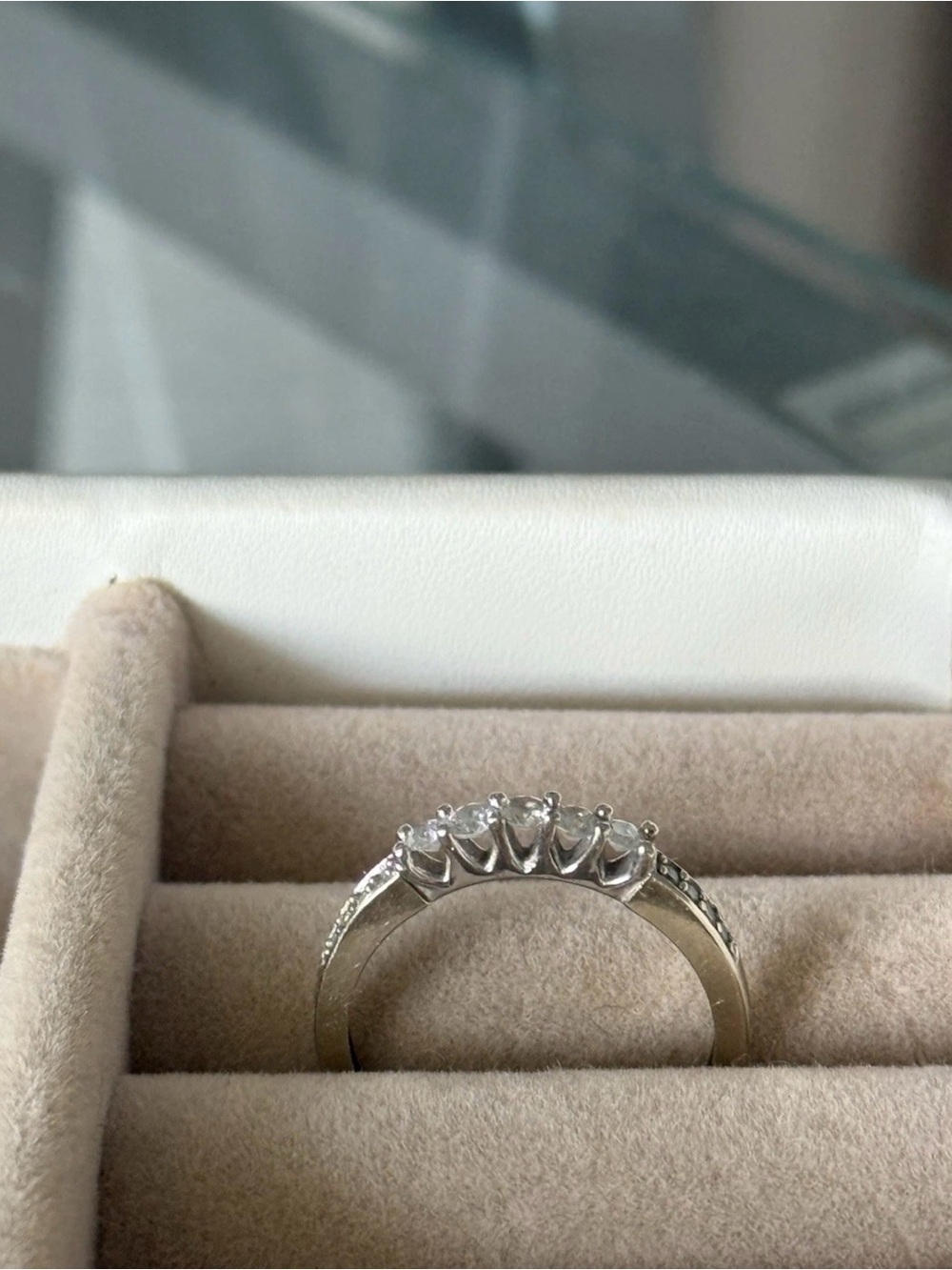 RARE Custom 14K White Gold 13 Diamond Estate Ring Size 7 Pavé Wedding Band - Picture 3 of 9